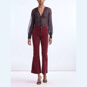 VERONICA BEARD carson ankle flare corduroy in oxblood